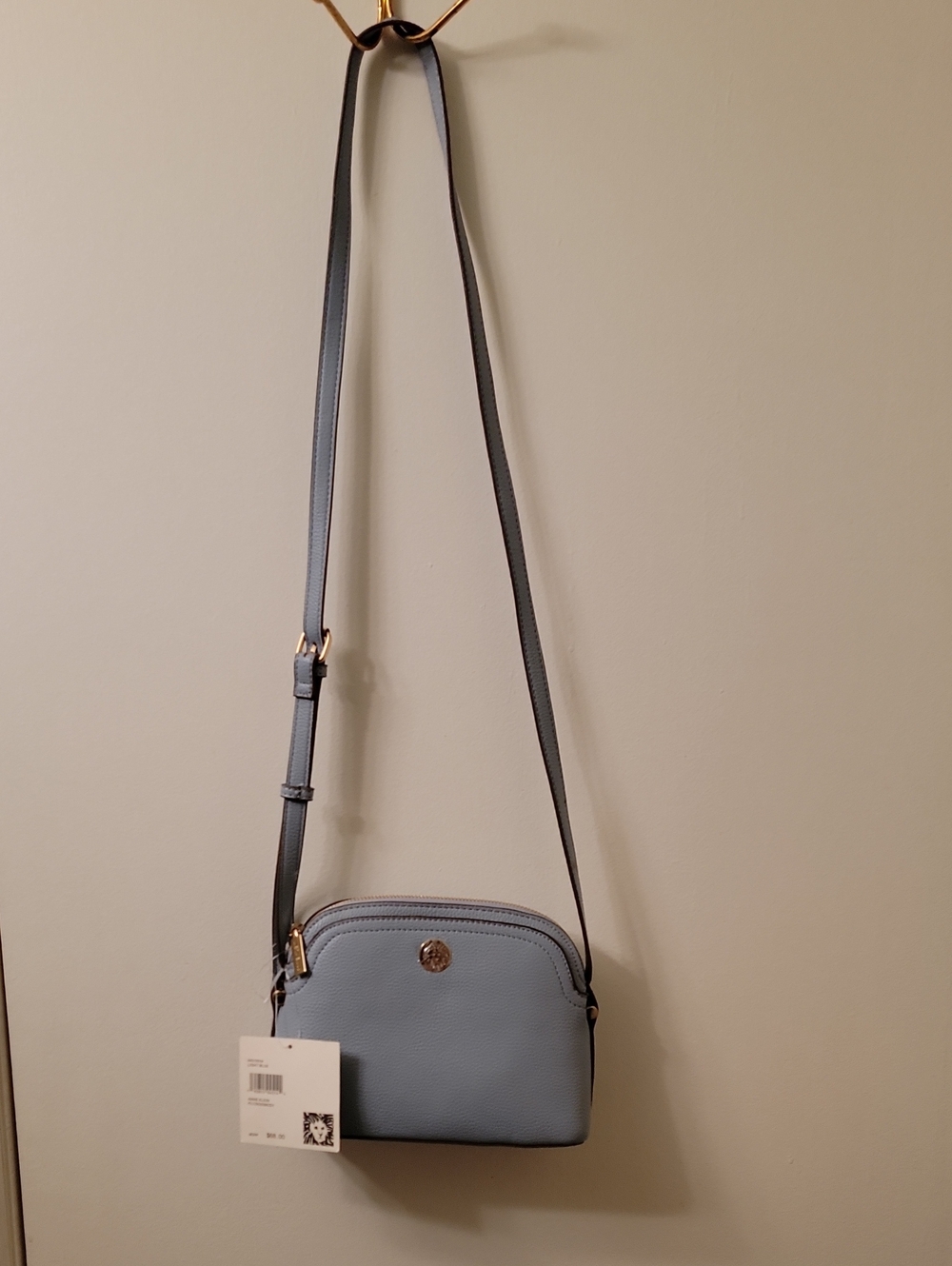 Light Blue Faux Leather Crossbody Bag - Brand: